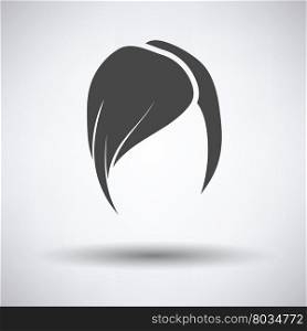 Lady&rsquo;s hairstyle icon on gray background, round shadow. Vector illustration.