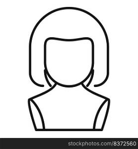 Lady wig icon outline vector. Long hair. Short model. Lady wig icon outline vector. Long hair