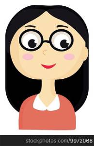 Lady with glasses, illustration, vector on white background