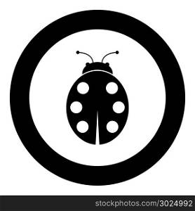 Ladybird black icon in circle vector illustration isolated