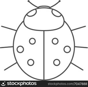 Ladybird on white background . Vector illustration.. Lady-bird or lineart ladybug isolated on light background . Cartoon vector illustration.