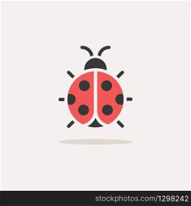 Ladybug. Color icon with shadow. Animal glyph vector illustration