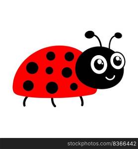 Ladybug cute character. Little red ladybird. Vector isolated on white.. Ladybug cute character.