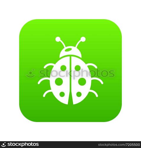 Ladybug icon green vector isolated on white background. Ladybug icon green vector