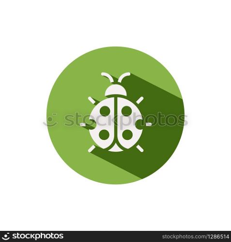Ladybug. Icon on a green circle. Animal glyph vector illustration