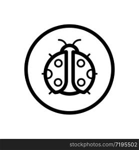 Ladybug. Outline icon in a circle. Isolated animal vector illustration