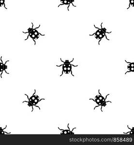 Ladybug pattern repeat seamless in black color for any design. Vector geometric illustration. Ladybug pattern seamless black