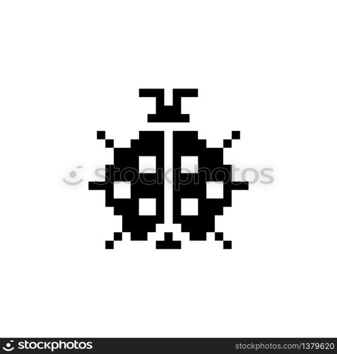 Ladybug. Pixel icon. Isolated animal vector illustration