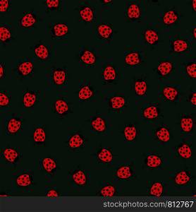 Ladybug seamless pattern on green background. Vector illustration. Ladybug seamless pattern