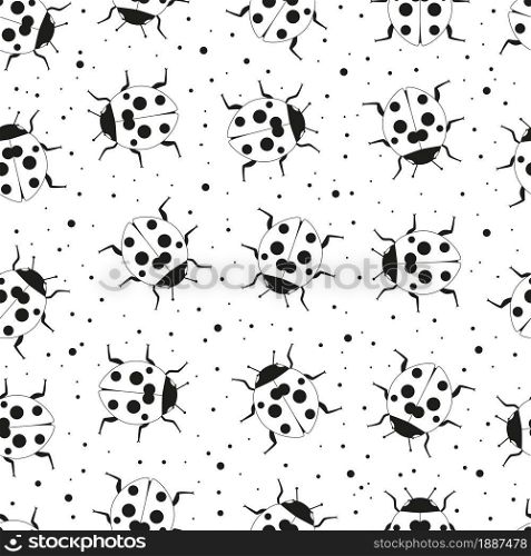 Ladybug seamless pattern. Vector illustration.