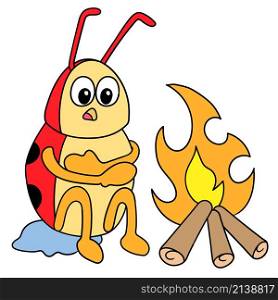 ladybugs were freezing cold by the fire