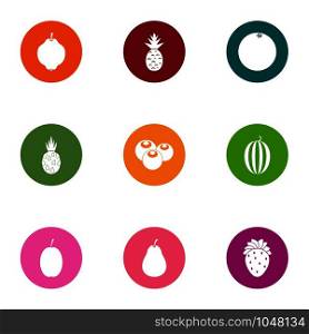 Laevulose icons set. Flat set of 9 laevulose vector icons for web isolated on white background. Laevulose icons set, flat style