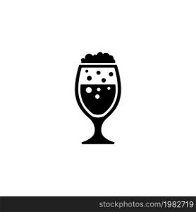 Lager Beer Glass. Flat Vector Icon. Simple black symbol on white background. Lager Beer Glass Flat Vector Icon