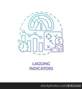 Lagging indicators blue gradient concept icon. Processes prediction. Type of economic analysis elements abstract idea thin line illustration. Isolated outline drawing. Myriad Pro-Bold font used. Lagging indicators blue gradient concept icon