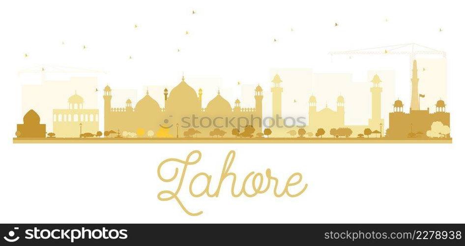 Lahore City skyline golden silhouette. Vector illustration.