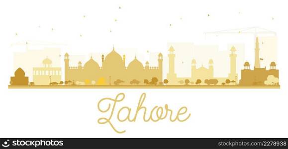 Lahore City skyline golden silhouette. Vector illustration.