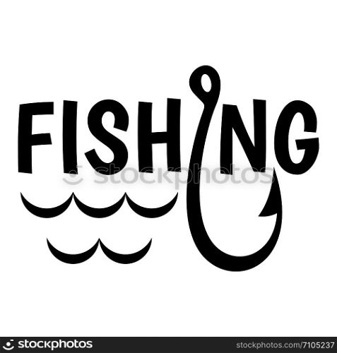 Lake fishing hook logo. Simple illustration of lake fishing hook vector logo for web design isolated on white background. Lake fishing hook logo, simple style
