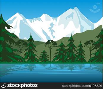 Lake in mountain. The Beautiful landscape clean lake in mountain.Vector illustration