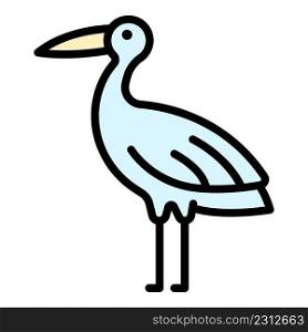Lake stork icon. Outline lake stork vector icon color flat isolated. Lake stork icon color outline vector