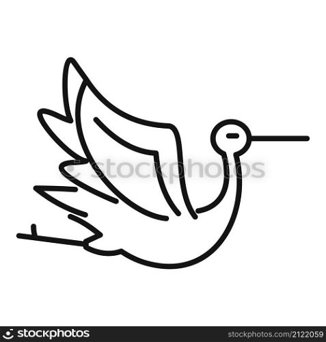 Lake stork icon outline vector. Baby fly bird. Japanese stork. Lake stork icon outline vector. Baby fly bird