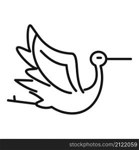 Lake stork icon outline vector. Baby fly bird. Japanese stork. Lake stork icon outline vector. Baby fly bird