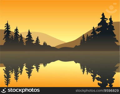 Lake sunset vector image