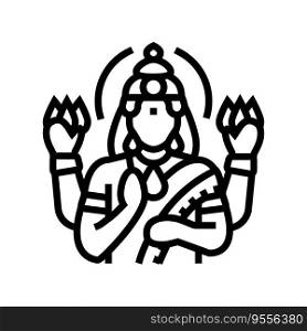 lakshmi god indian line icon vector. lakshmi god indian sign. isolated contour symbol black illustration. lakshmi god indian line icon vector illustration