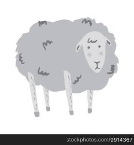 Lamb standing isolated on white background. Abstract cute picture gray color doodle vector illustration.. Lamb standing isolated on white background. Abstract cute picture gray color doodle.