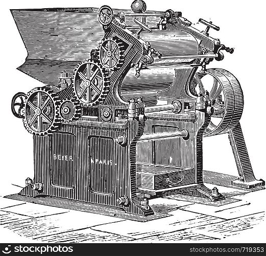 Laminator grinder, vintage engraved illustration. Industrial encyclopedia E.-O. Lami - 1875.
