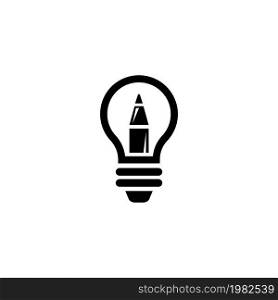 Lamp and Pencil, Creative Design Idea. Flat Vector Icon illustration. Simple black symbol on white background. Lamp and Pencil, Creative Design Idea sign design template for web and mobile UI element. Lamp and Pencil, Creative Design Idea Flat Vector Icon