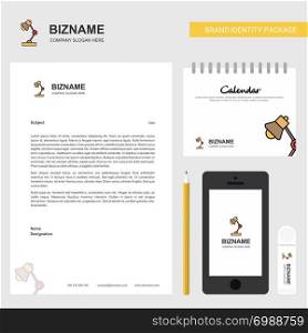 Lamp Business Letterhead, Calendar 2019 and Mobile app design vector template