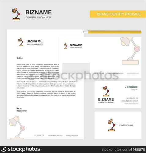 Lamp Business Letterhead, Envelope and visiting Card Design vector template