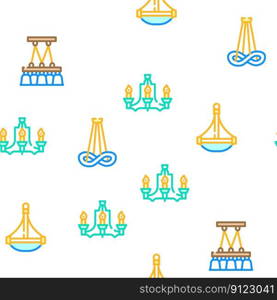 lamp ceiling light interior home vector seamless pattern thin line illustration. lamp ceiling light interior home vector seamless pattern