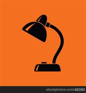 Lamp icon. Orange background with black. Vector illustration.