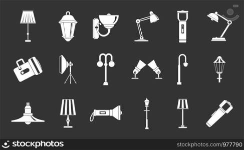 Lamp icon set vector white isolated on grey background . Lamp icon set grey vector