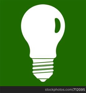 Lamp icon white isolated on green background. Vector illustration. Lamp icon green