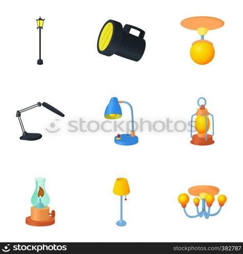 Lamp icons set. Cartoon illustration of 9 lamp vector icons for web. Lamp icons set, cartoon style