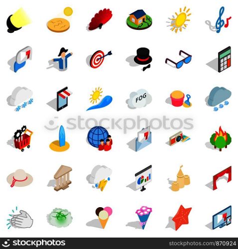 Lamp icons set. Isometric style of 36 lamp vector icons for web isolated on white background. Lamp icons set, isometric style