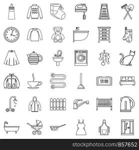 Lamp icons set. Outline style of 36 lamp vector icons for web isolated on white background. Lamp icons set, outline style