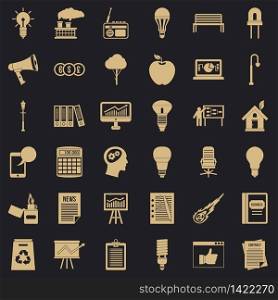Lamp icons set. Simple style of 36 lamp vector icons for web for any design. Lamp icons set, simple style