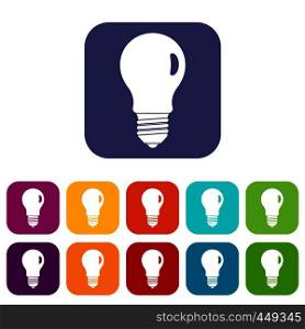 Lamp icons set vector illustration in flat style In colors red, blue, green and other. Lamp icons set flat