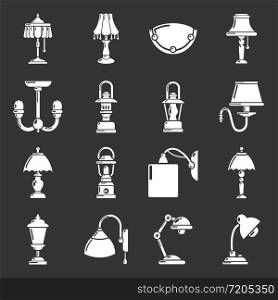 Lamp icons set vector white isolated on grey background . Lamp icons set grey vector