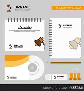 Lamp Logo, Calendar Template, CD Cover, Diary and USB Brand Stationary Package Design Vector Template