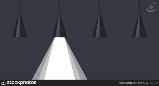 Lamps. Banner with lamps and ray of light. Background for advertising. Vector illustration