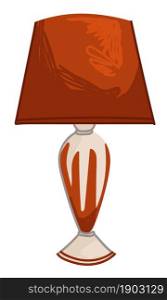 Lampshade design in 1950s, isolated retro furniture for home. Elegant red lamp for classic houses interior. Glowing and illuminating, traditional american decoration in 50s. Vector in flat style. Illumination and lamps, light design in 1950s