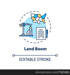 Land boom concept icon. Real estate bubble, housing prices rapid growth idea thin line illustration. Economical, financial crisis management. Vector isolated outline RGB color drawing. Editable stroke