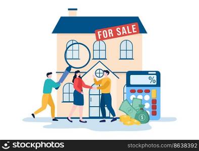 Land Broker Template Hand Drawn Cartoon Flat Illustration with Bridging Investors or Buyers and Sellers Agent for Buy, Rent and Sell Property