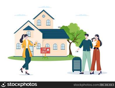 Land Broker Template Hand Drawn Cartoon Flat Illustration with Bridging Investors or Buyers and Sellers Agent for Buy, Rent and Sell Property