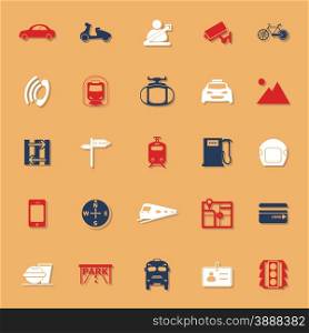Land transport related classic color icons with shadow, stock vector