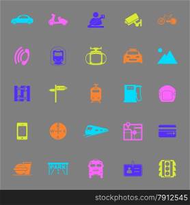Land transport related color icons on gray background, stock vector